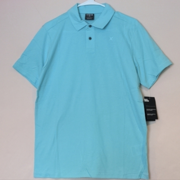 Hurley Harvey Solid Short Sleeve Polo Shirt in Light Aqua with Nike Dri-Fit - Picture 1 of 6
